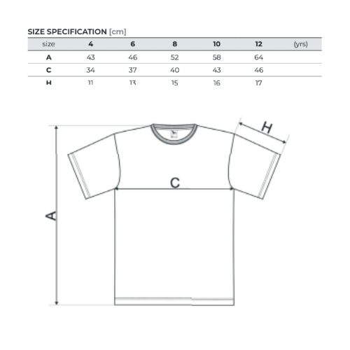 rozmery detske triko basic